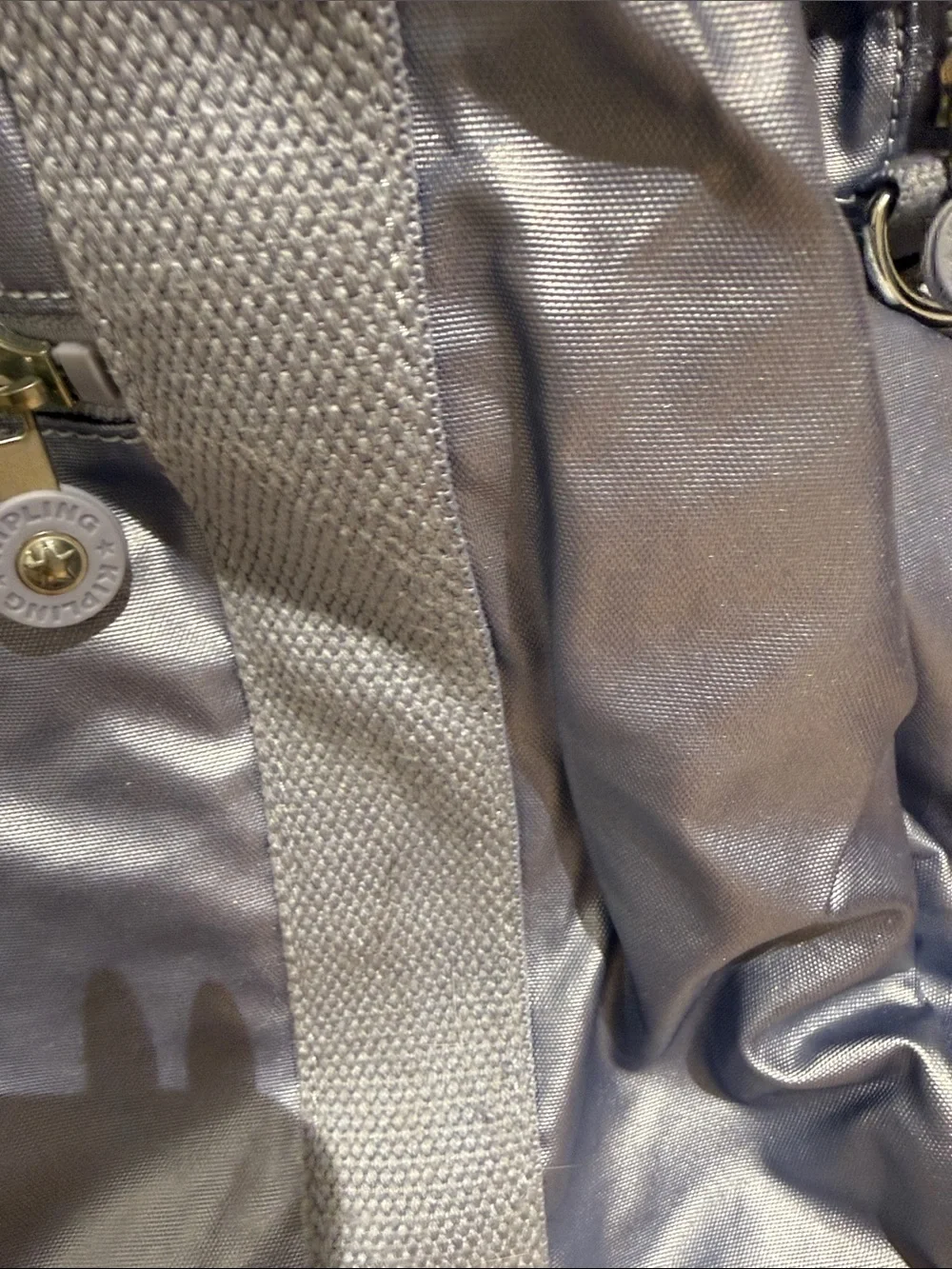 Kipling Metallic Gray blue Travel Tote Bag